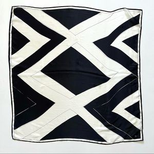 Vera Vintage Silk Square Black & White Retro Scarf